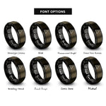 font options for inside engraving on gunmetal & black koch curve rings