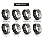 font options for inside engraving on black & silver koch snowflake rings