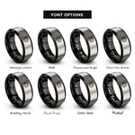 font options for inside engraving on black & grey koch snowflake rings