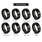 font options for inside engraving on black koch snowflake rings