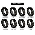 font options for inside engraving on black koch snowflake rings