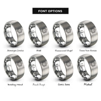 font options for inside engraving on grey koch snowflake rings