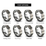 font options for inside engraving on gray koch snowflake rings