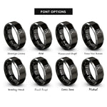 font options for inside engraving on black & grey kotlin rings