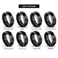 font options for inside engraving on black & grey kotlin rings