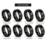 font options for inside engraving on black kotlin rings