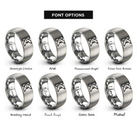 font options for inside engraving on gray kotlin rings