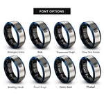 font options for inside engraving on black & blue & grey kraken rings