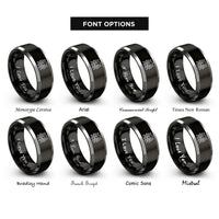 font options for inside engraving on black & grey kraken tentacles rings