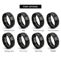 font options for inside engraving on black kraken tentacles rings