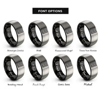 font options for inside engraving on black & grey kruskals algorithm maze rings