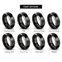 font options for inside engraving on black & silver kruskals algorithm maze rings