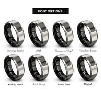 font options for inside engraving on black & silver kruskals algorithm maze rings