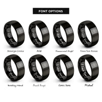 font options for inside engraving on black kruskals algorithm maze rings