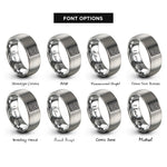 font options for inside engraving on grey kruskals algorithm maze rings