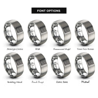 font options for inside engraving on grey kruskals algorithm maze rings