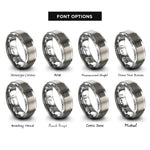 font options for inside engraving on gray kruskals algorithm maze rings