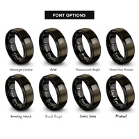 font options for inside engraving on gunmetal & black kruskals algorithm maze rings