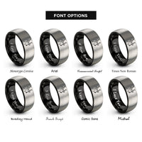 font options for inside engraving on black & gray kudu rings
