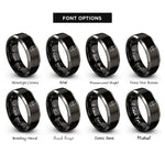 font options for inside engraving on black & gray kudu rings