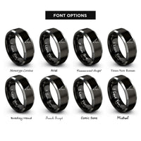 font options for inside engraving on black & gray kudu horns skull rings