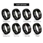 font options for inside engraving on black kumano kodo rings