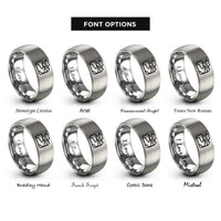 font options for inside engraving on gray kumano kodo rings