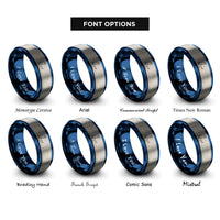 font options for inside engraving on blue & grey l sit rings rings