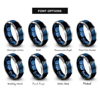 font options for inside engraving on blue & gray lab coat icon rings