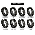 font options for inside engraving on black & grey lab technician rings