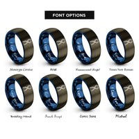 font options for inside engraving on gunmetal & blue lab tongs rings