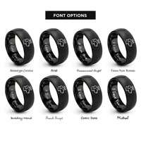 font options for inside engraving on black labrador retriever halo rings