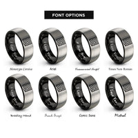 font options for inside engraving on black & gray labyrinth rings