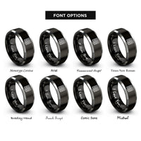 font options for inside engraving on black & gray labyrinth rings