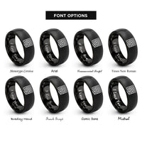 font options for inside engraving on black labyrinth rings