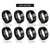 font options for inside engraving on black labyrinth rings