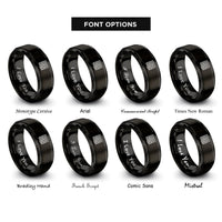 font options for inside engraving on black labyrinth rings