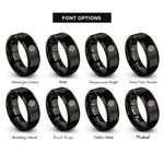 font options for inside engraving on black labyrinth mandala rings
