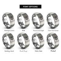 font options for inside engraving on gray labyrinth mandala rings