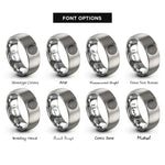 font options for inside engraving on gray labyrinth path spiral rings