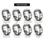 font options for inside engraving on silver labyrinth path spiral rings