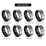 font options for inside engraving on black & silver lacrosse attacker shot rings