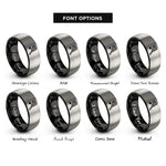 font options for inside engraving on black & grey lacrosse ball stick rings