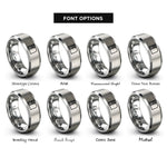 font options for inside engraving on silver ladder barrel rings