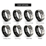 font options for inside engraving on black & gray ladder rings
