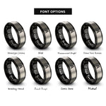 font options for inside engraving on black & gray ladder rings