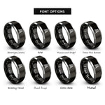 font options for inside engraving on black & grey ladder rings
