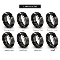 font options for inside engraving on black & grey ladder rings