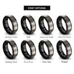 font options for inside engraving on black & grey ladder rings