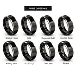 font options for inside engraving on black & silver ladder rings